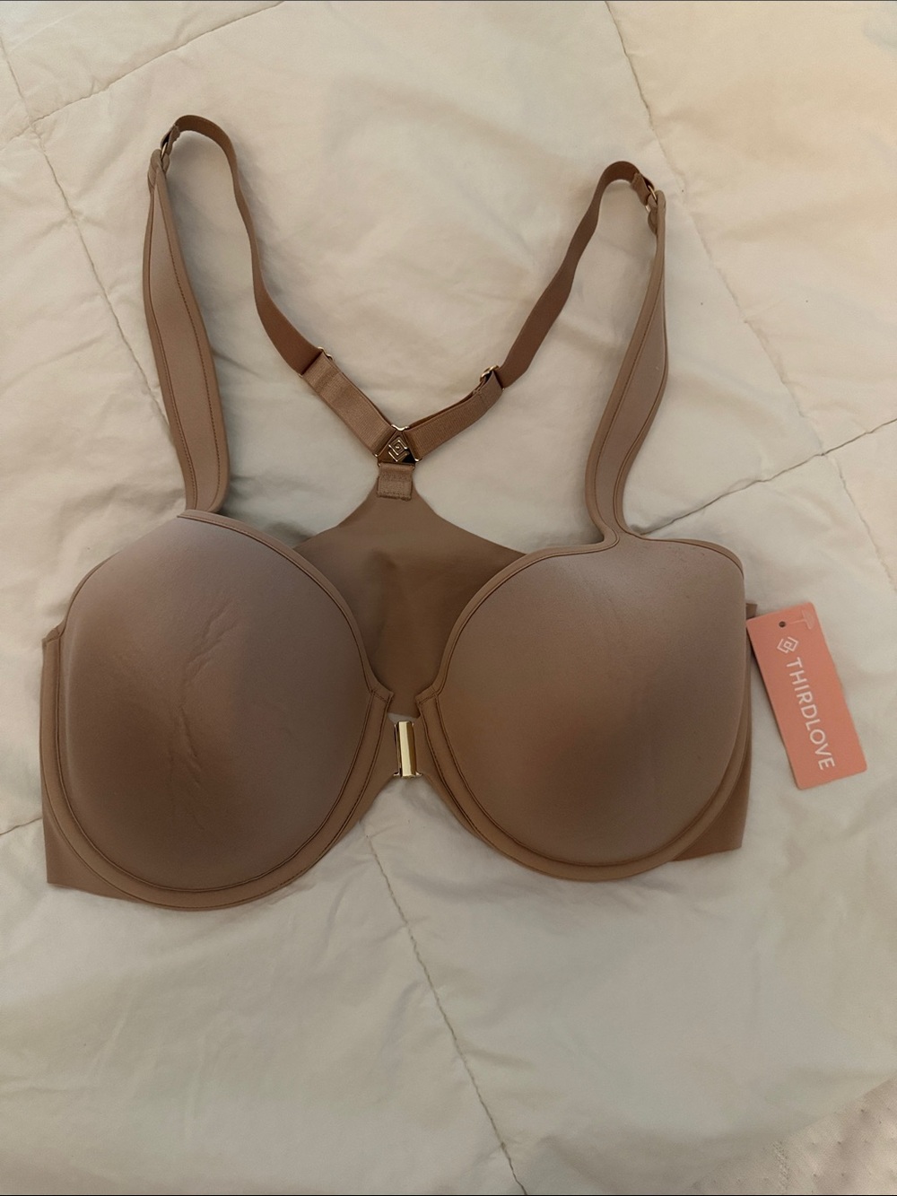 ThirdLove Tan Convertible Front-Close T-Shirt Bra